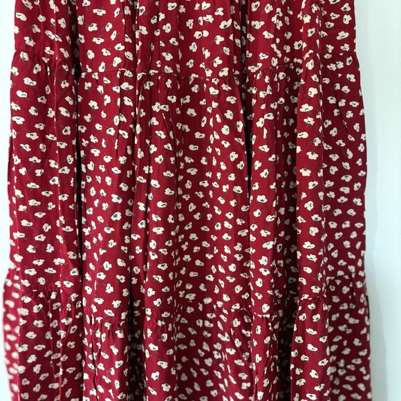 Vintage Ditzy Floral Tiered Peasant Maxi Skirt Prairie Country Cottage Boho Lg - Picture 9 of 15